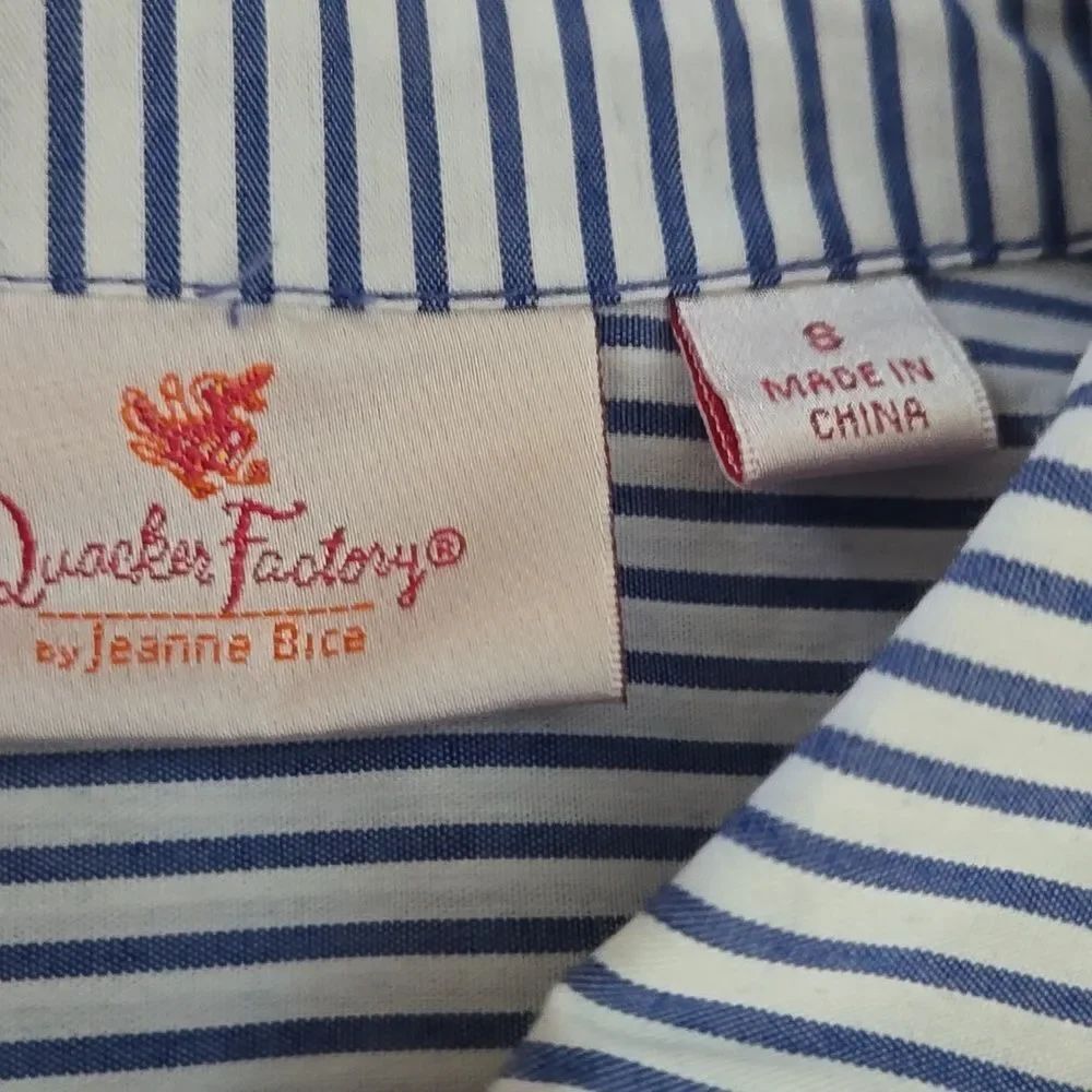 EC QUACKER FACTORY NAUTICAL/PATRIOTIC STRIPPED SHIRT SZ. S - Picture 5 of 6